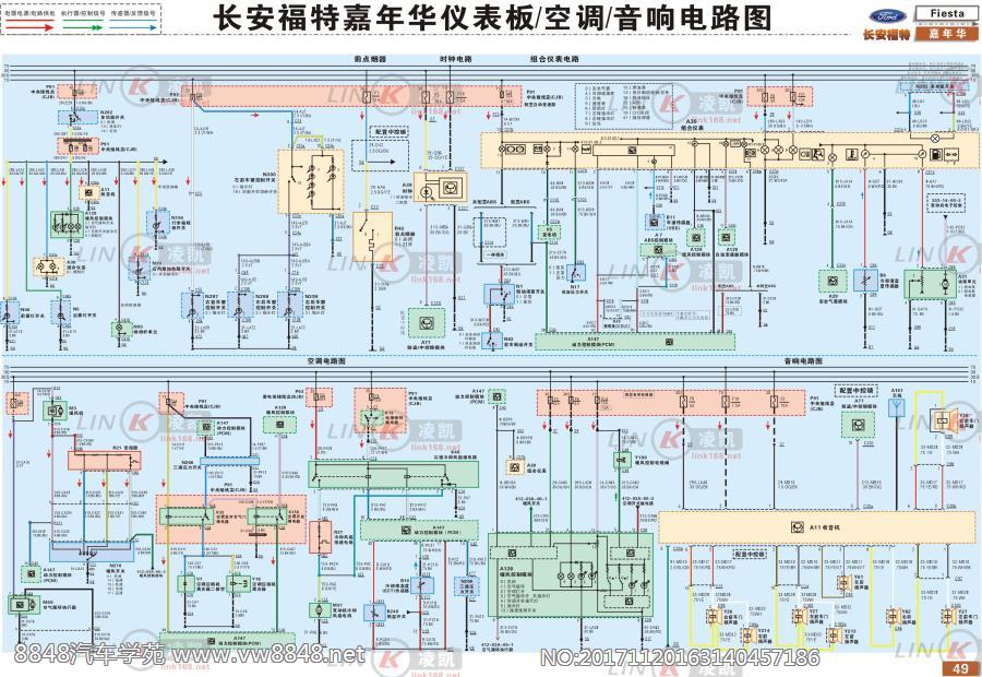 长安福特嘉年华 仪表板、空调与音响电路图